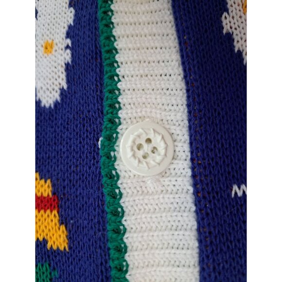 Vtg Women's Nautical Sweater Vest Med Sailboat Cable Knit Multicolor Kitchy - Picture 6 of 10